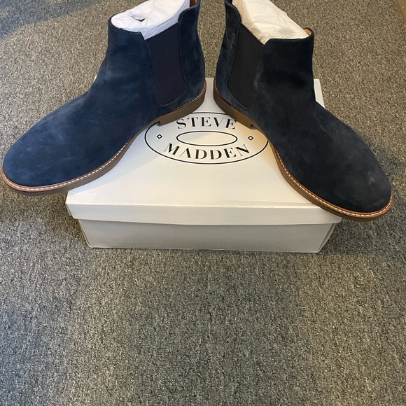 Steve Madden Chelsea Boots Men’s Size 11.5 Navy Blue Suede - Picture 4 of 9